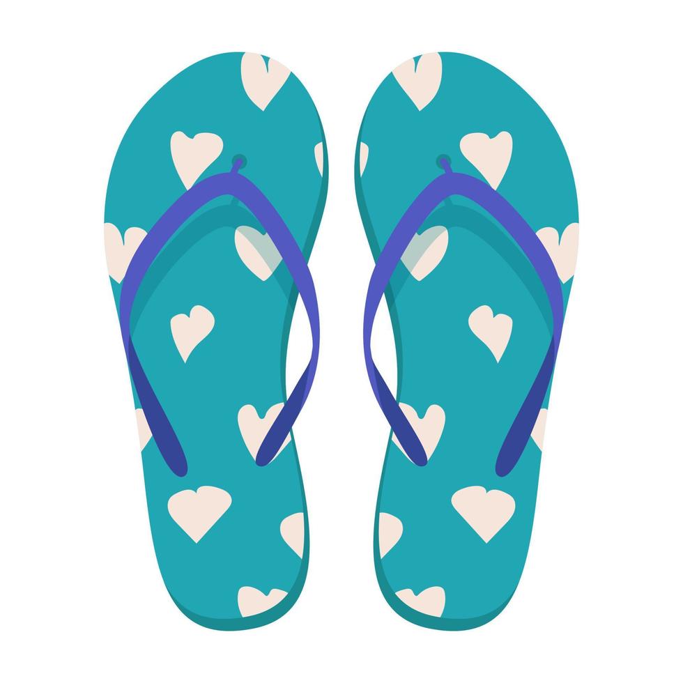 Pair of beach slippers. Summer flip flops. Flat vector illustration.