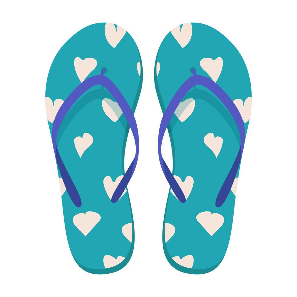 Pair of beach slippers. Summer flip flops. Flat vector illustration.