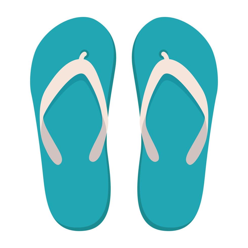 Pair of beach slippers. Summer flip flops. Flat vector illustration