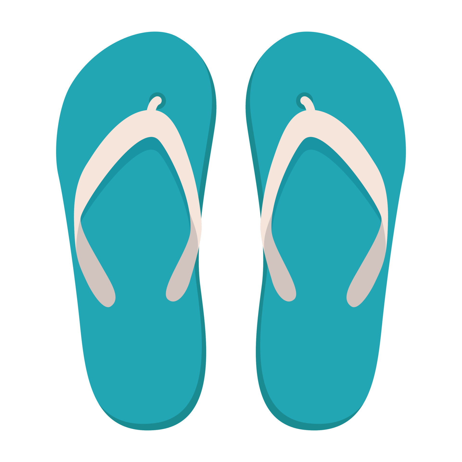 Pair of beach slippers. Summer flip flops. Flat vector illustration ...