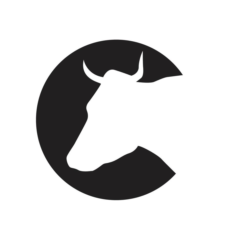 cow head icon silhouette vector design