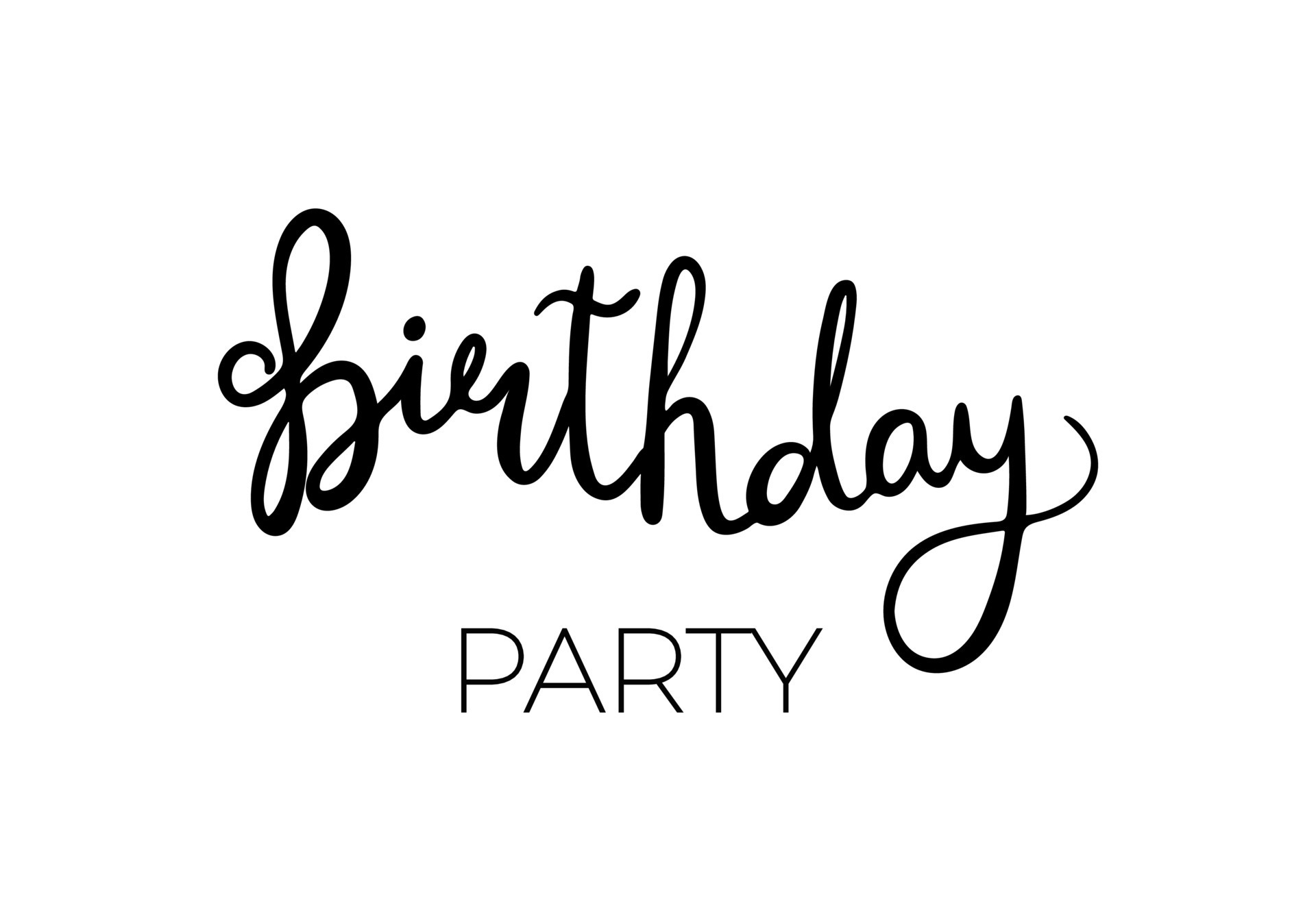 Birthday party. Handwritten vector lettering typography and calligraphy