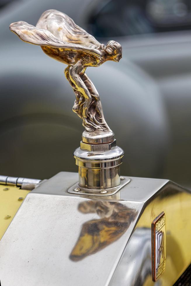 Goodwood, West Sussex, UK, 2012. Close-up of the Emblem on a Vintage Rolls Royce photo