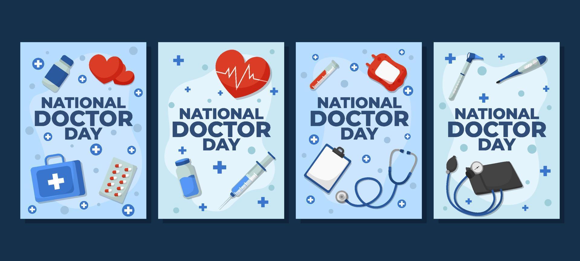 National Doctor Day Set Card vector