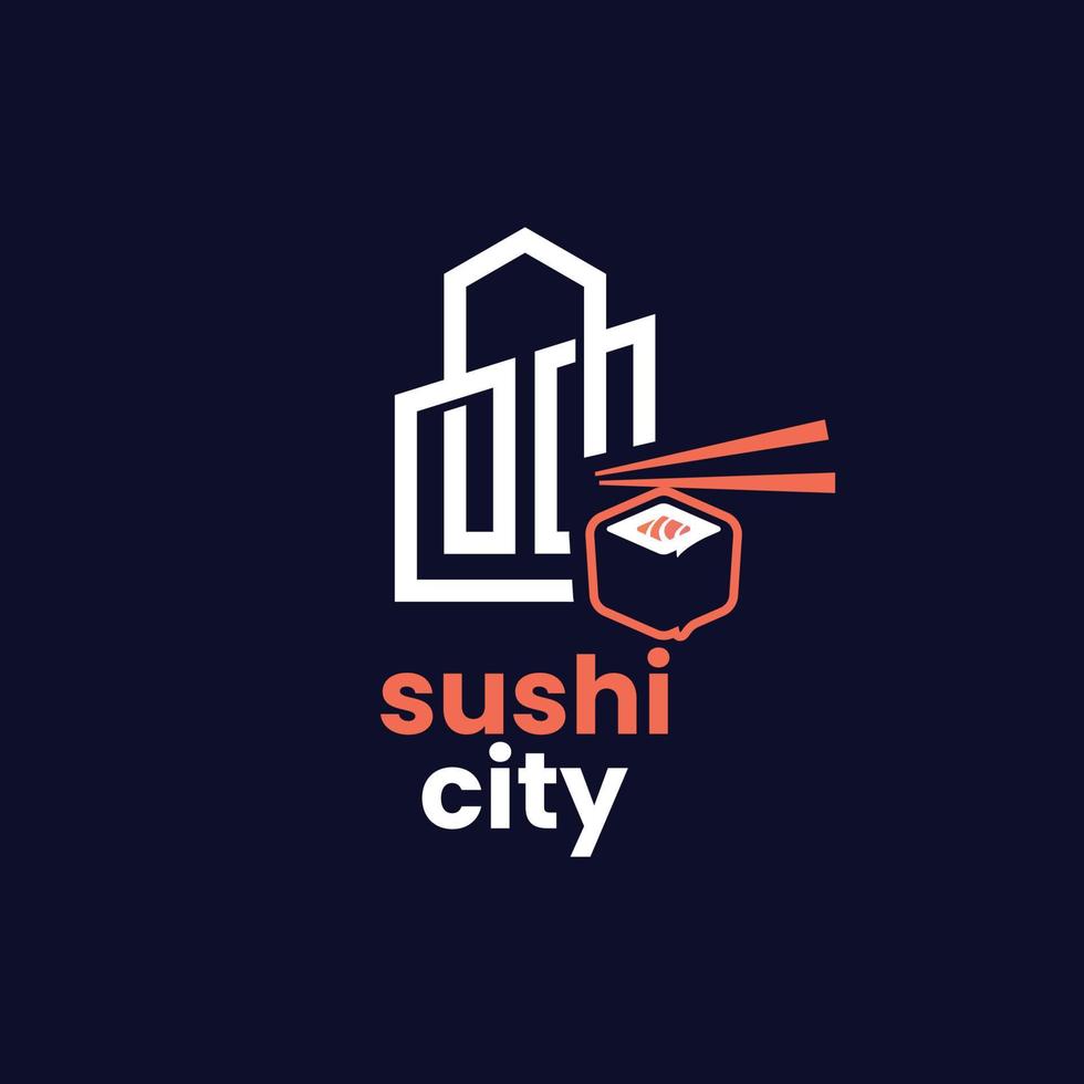 logotipo de sushi de la ciudad vector