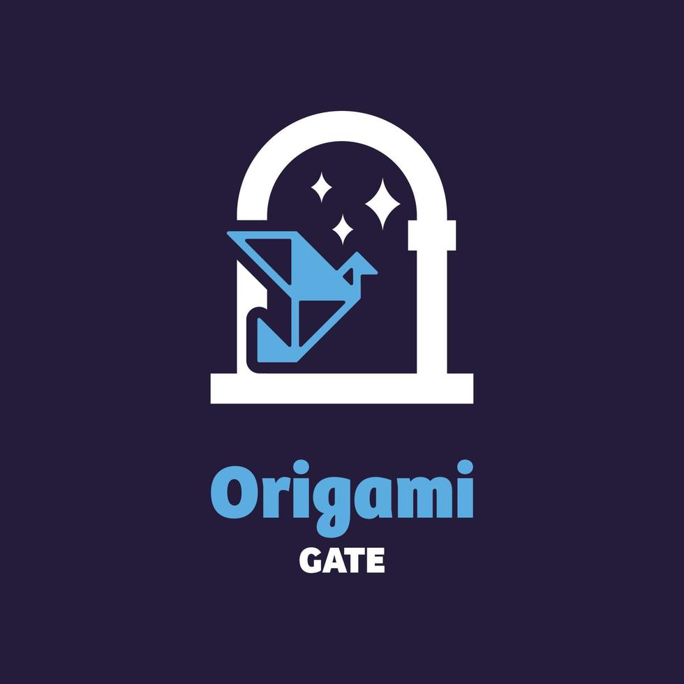 logotipo de la puerta de origami vector