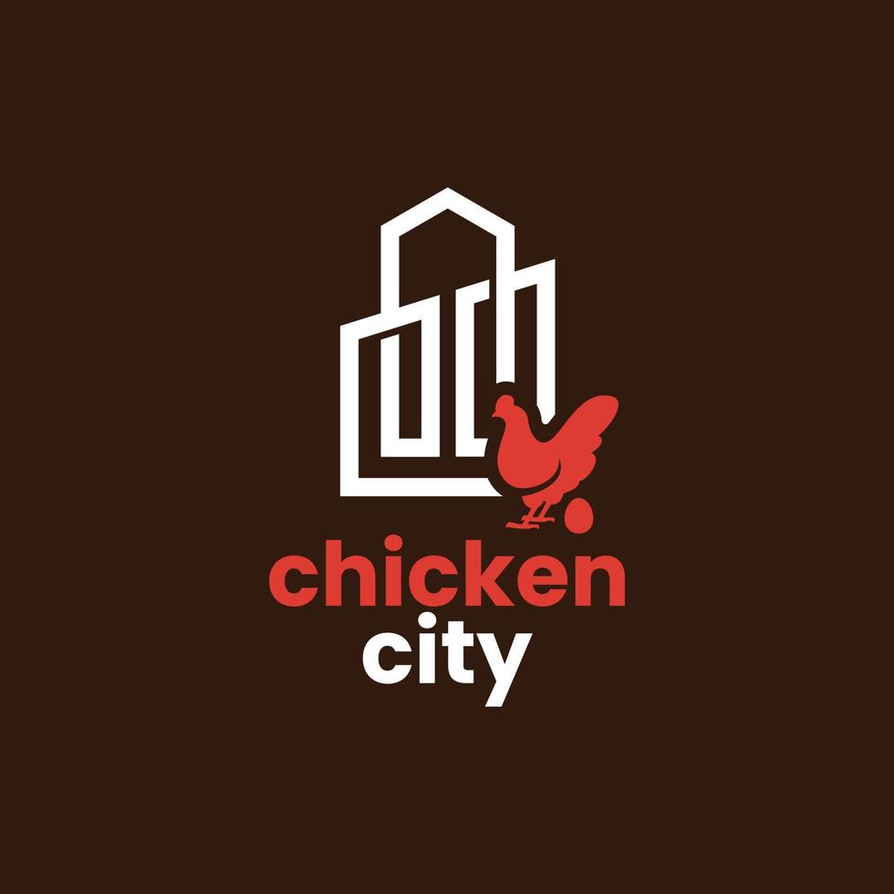 logotipo de pollo de la ciudad vector