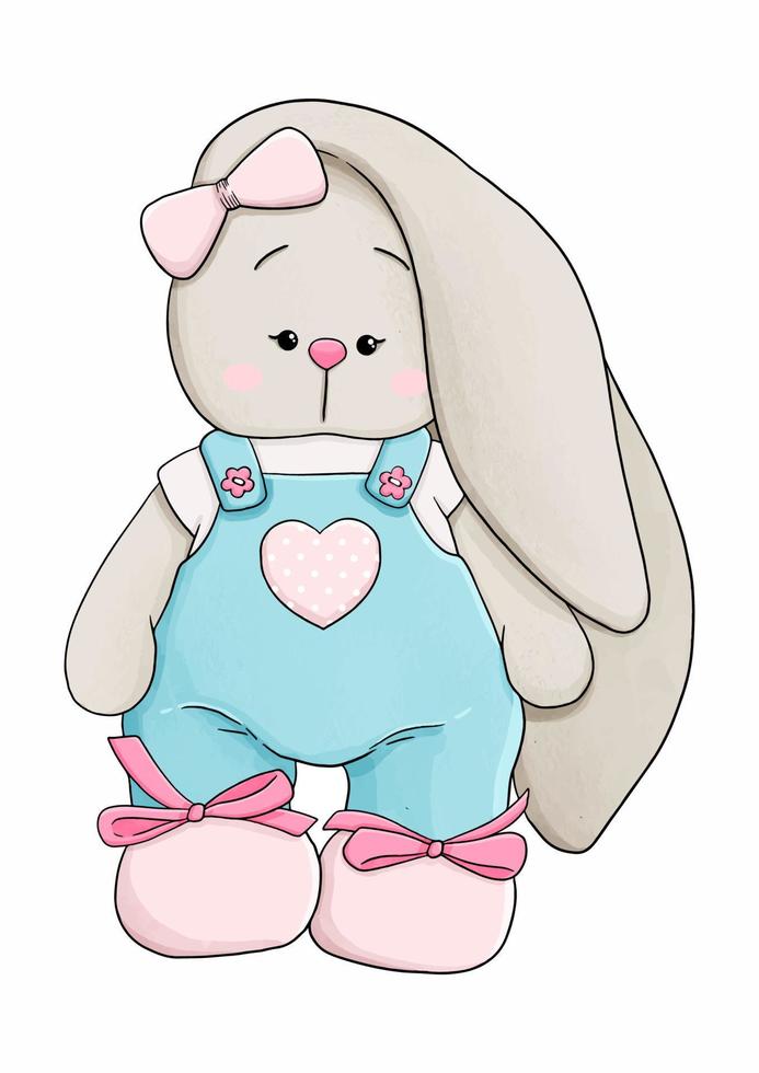 Baby bunny in dress with heart vector illustration