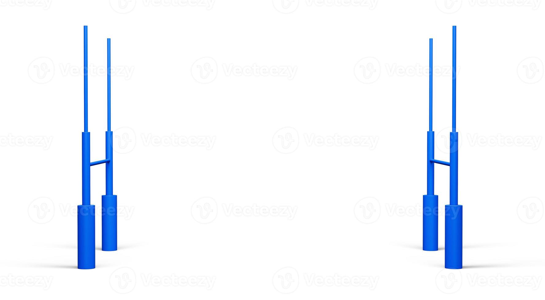 Isolated rugby posts with Blue padding American football goal post 3d illustration photo