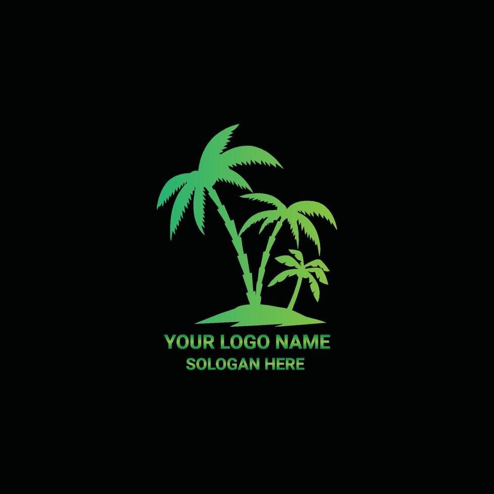 green palm tree, tree logo design vector