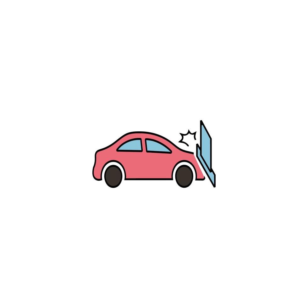 car accident with wall icon vector