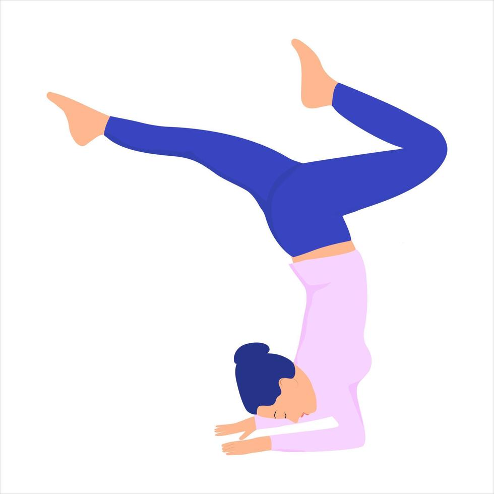 mujer en posturas de yoga. ilustración vectorial en estilo de dibujos animados. vector