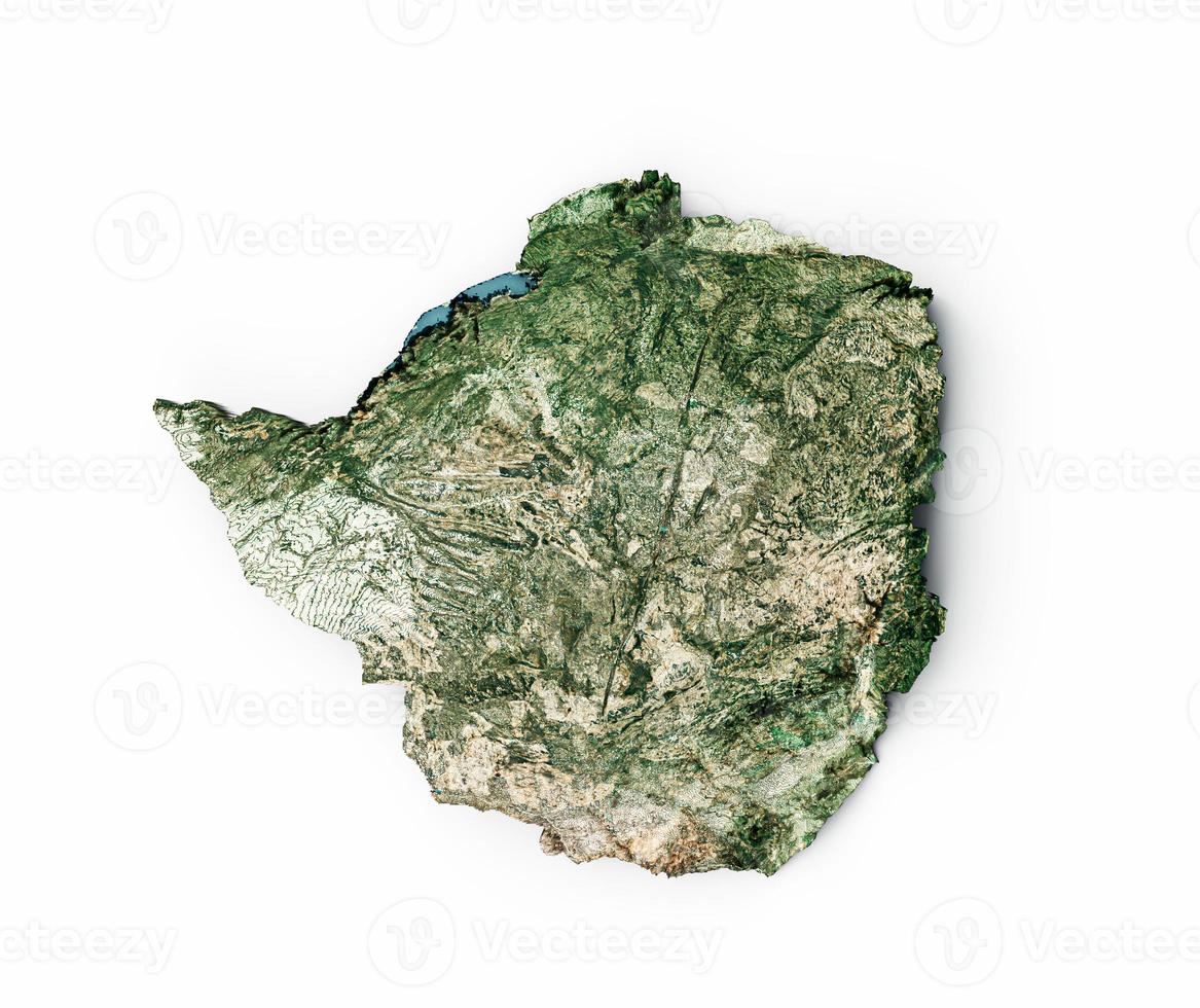 Zimbabwe Topographic Map 3d realistic map Color 3d illustration photo
