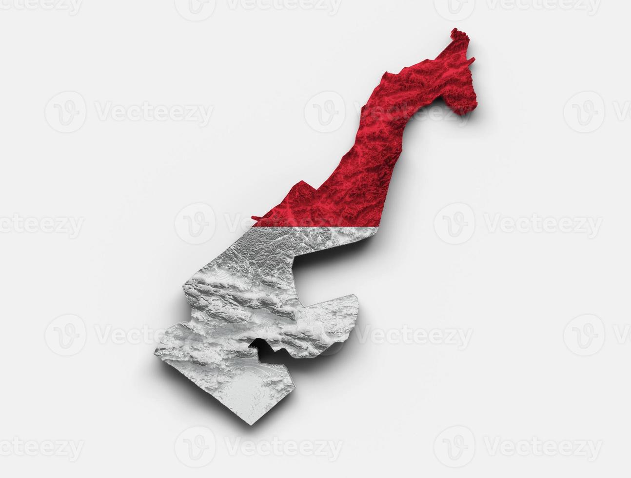 Monaco Map Monaco Flag Shaded relief Color Height map on white Background 3d illustration photo