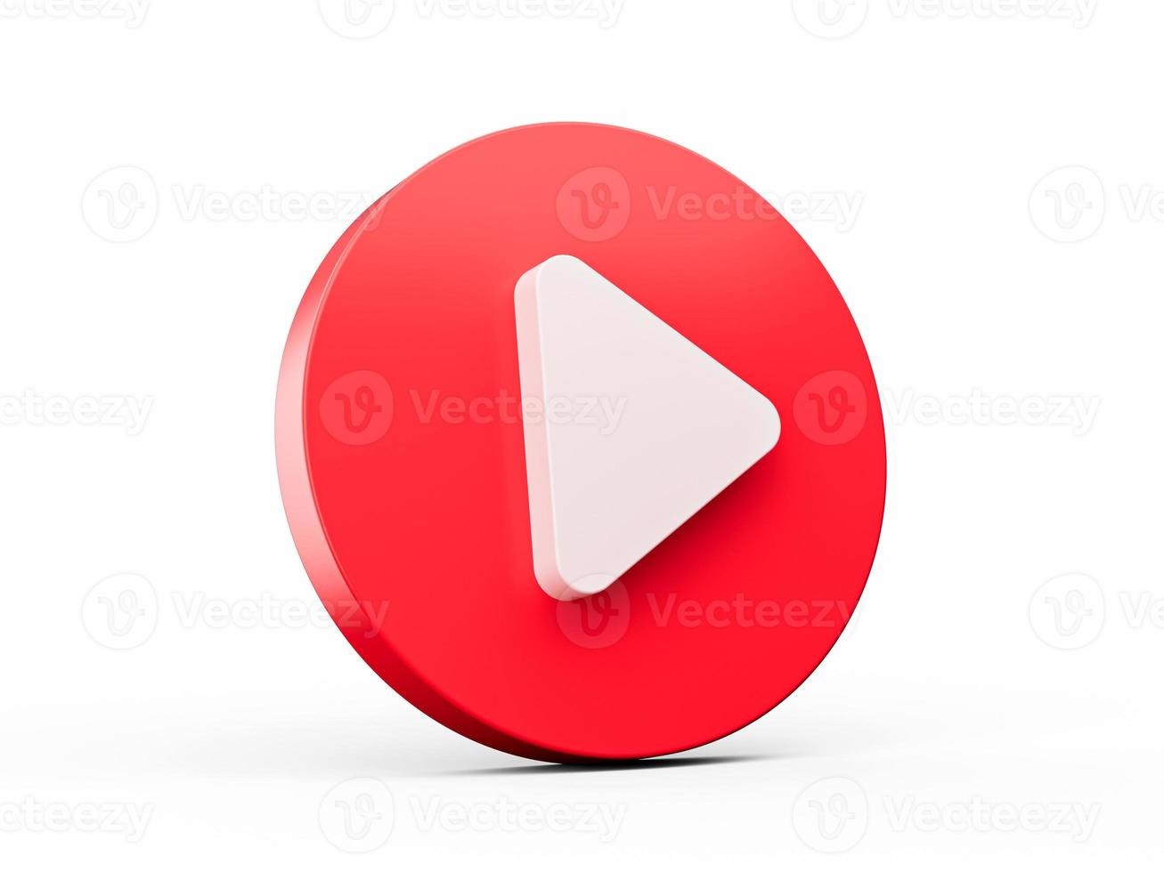 Red play button. Website icon symbol. web button Concept of video, audio playback. 3d illustration photo