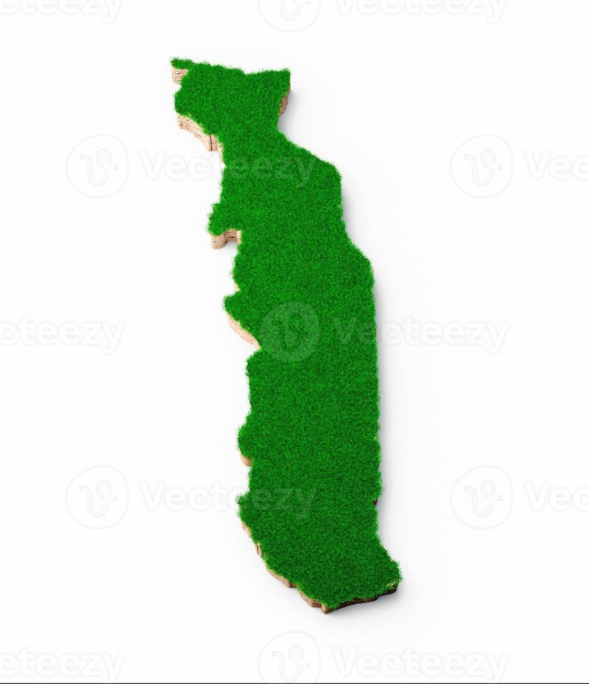 Togo Map soil land geology cross section with green grass and Rock ground texture 3d illustration photo