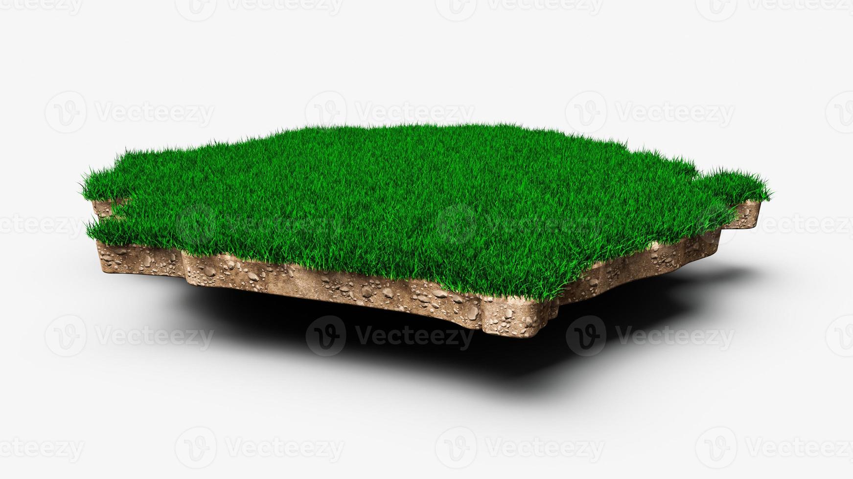 Poland Map soil land geology cross section with green grass and Rock ground texture 3d illustration photo