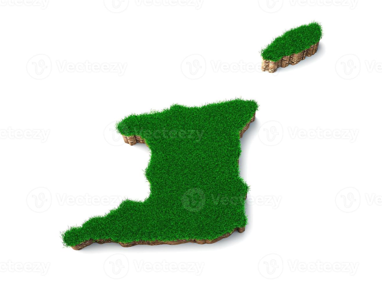 Trinidad and Tobago Map soil land geology cross section with green grass and Rock ground texture 3d illustration photo