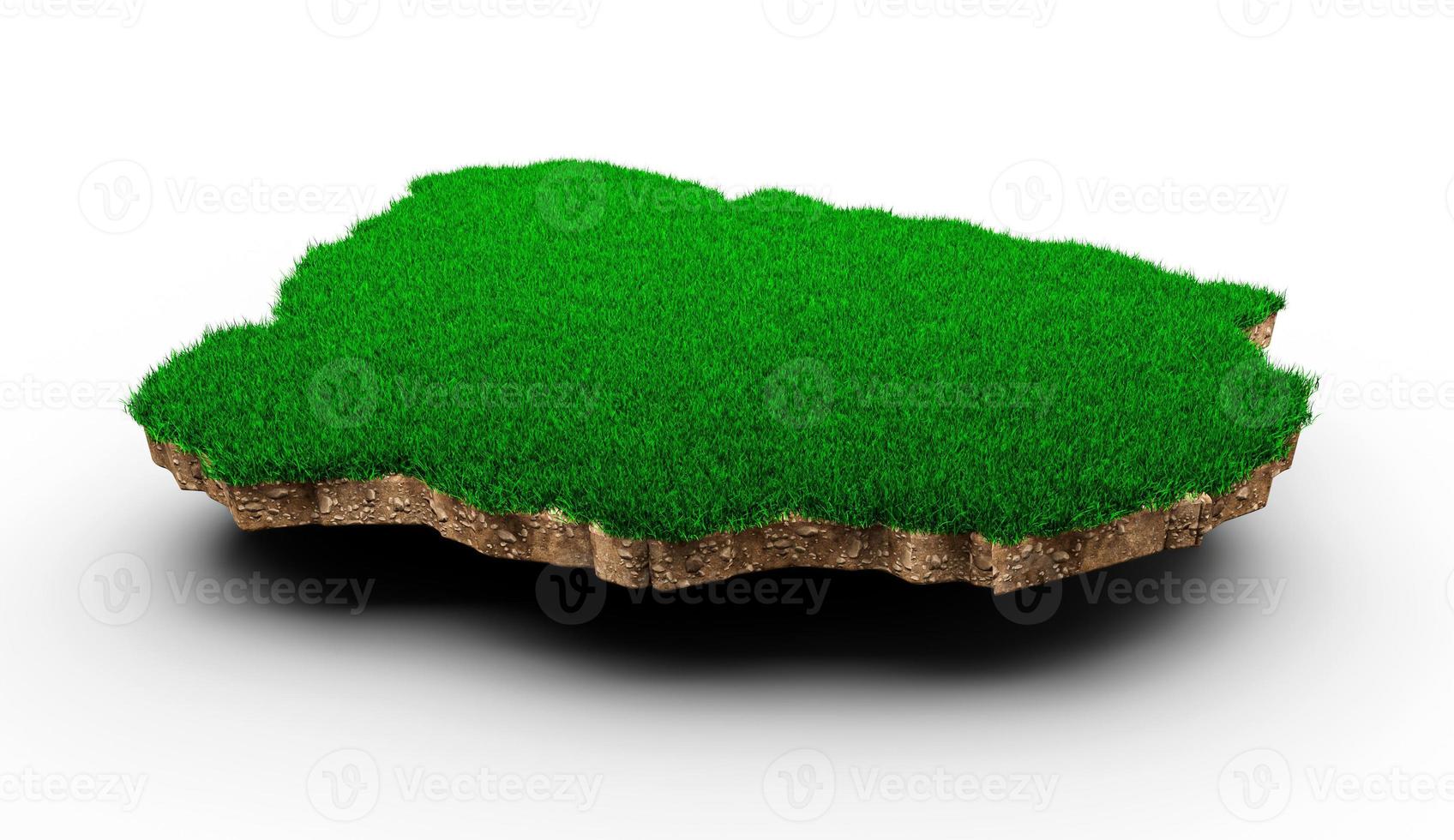 Uruguay Map soil land geology cross section with green grass and Rock ground texture 3d illustration photo