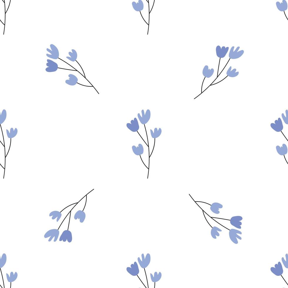 patrón floral vector transparente con flores. flor de primavera estilo infantil simple dibujado a mano. bastante ditsy para tela, textil, papel pintado. papel digital en fondo blanco