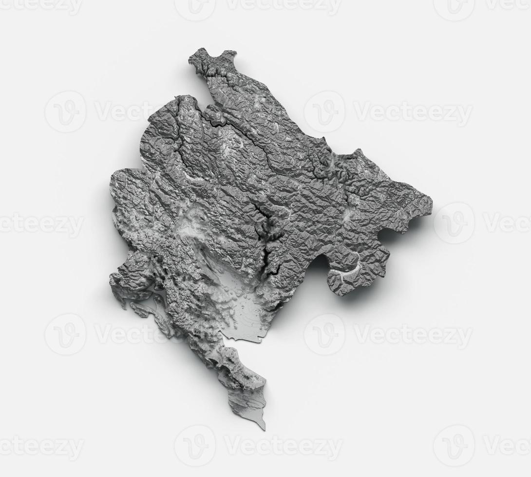 Montenegro Map Montenegro Flag Shaded relief Color Height map on white Background 3d illustration photo