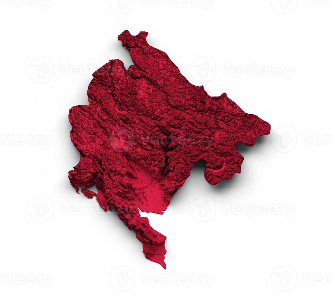 Montenegro Map Montenegro Flag Shaded relief Color Height map on white Background 3d illustration photo