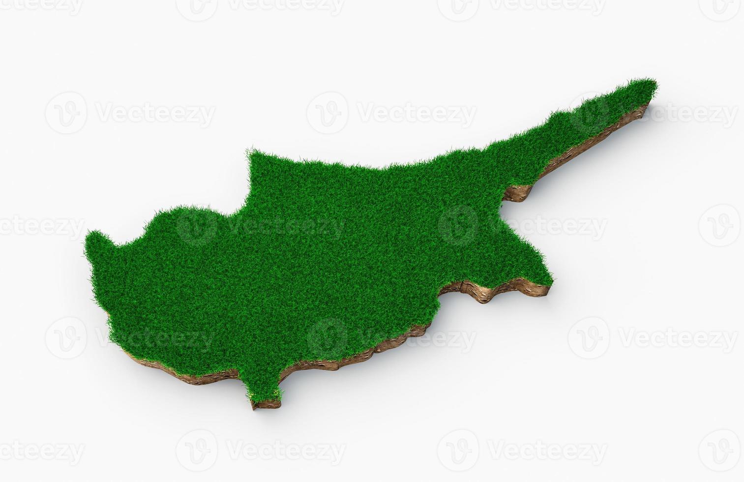 Cyprus Map soil land geology cross section with green grass and Rock ground texture 3d illustration photo