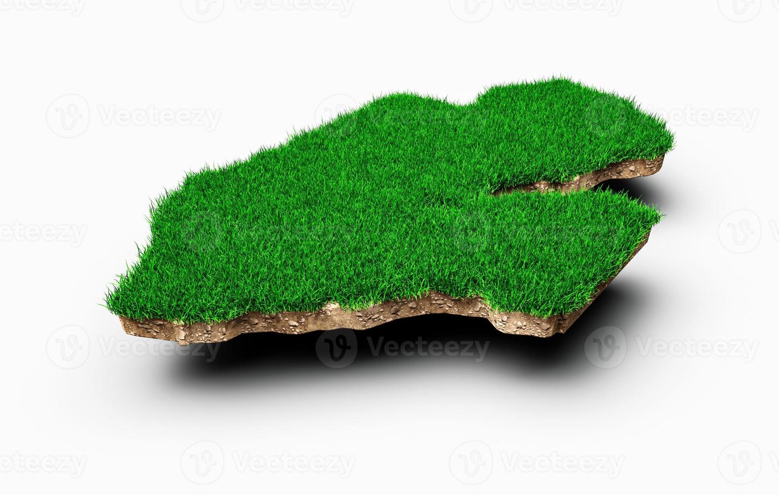 Djibouti Map soil land geology cross section with green grass and Rock ground texture 3d illustration photo