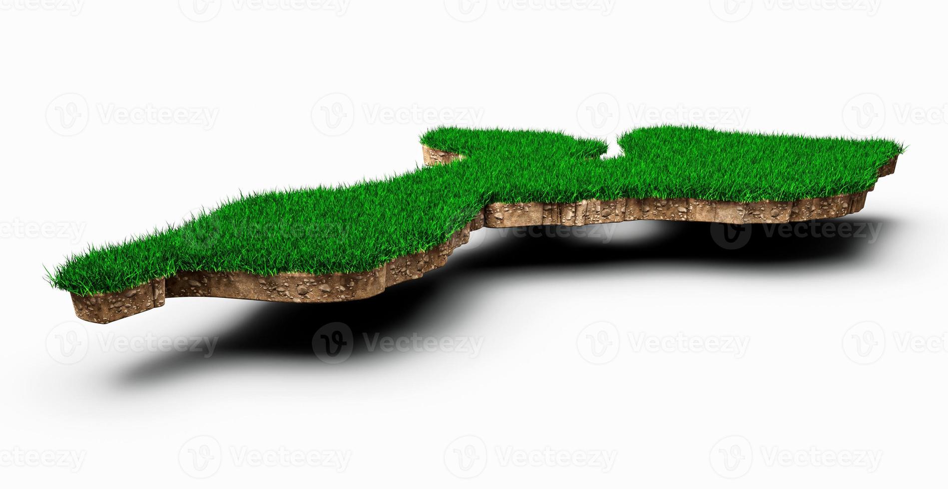 Mozambique Map soil land geology cross section with green grass and Rock ground texture 3d illustration photo