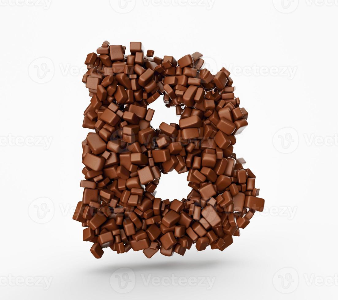 Letter B made of chocolate Chunks Chocolate Pieces Alphabet Letter B 3d illustration photo