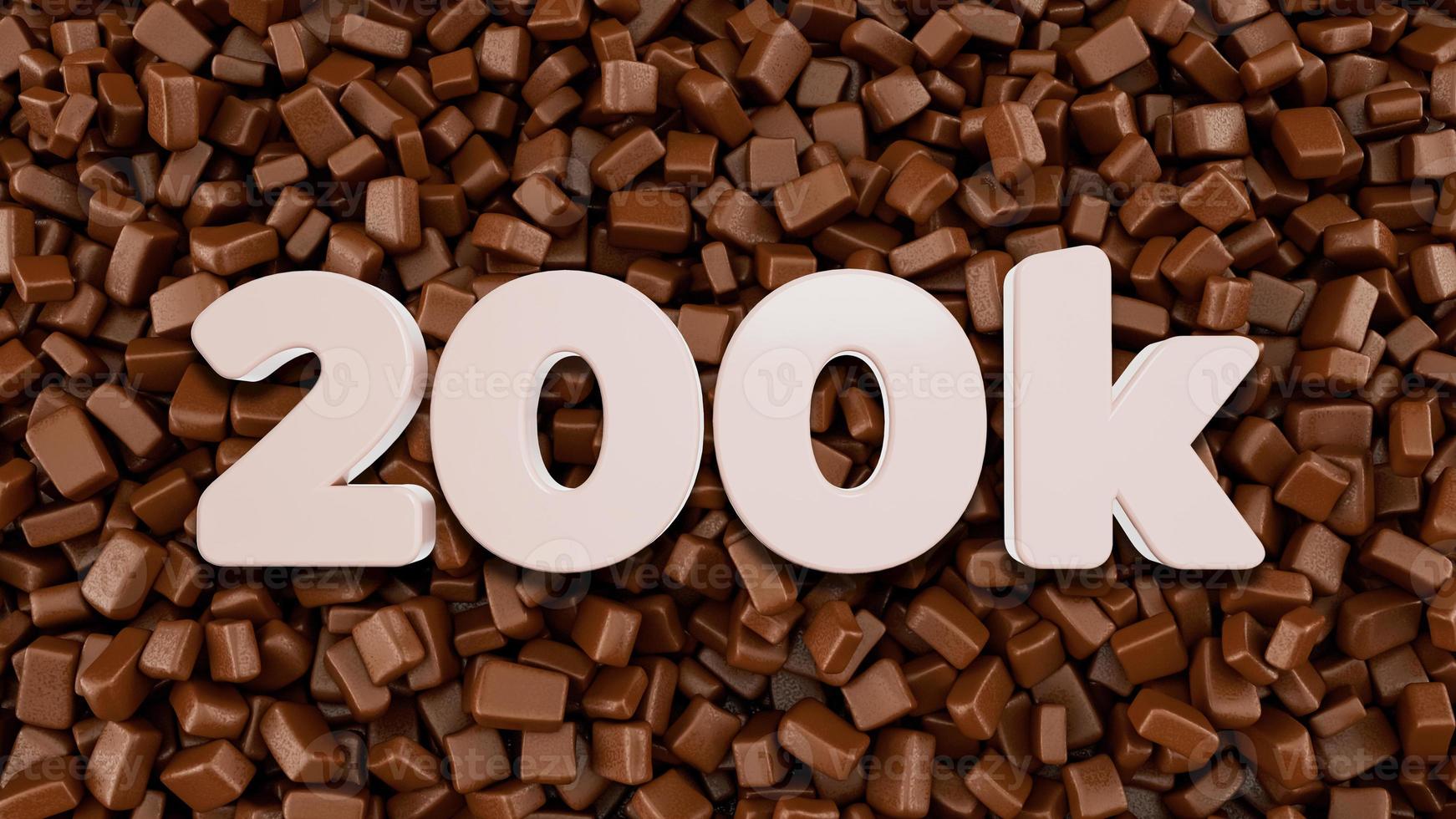 200k 3d Text on Chocolate Chunks background 3d illustration photo