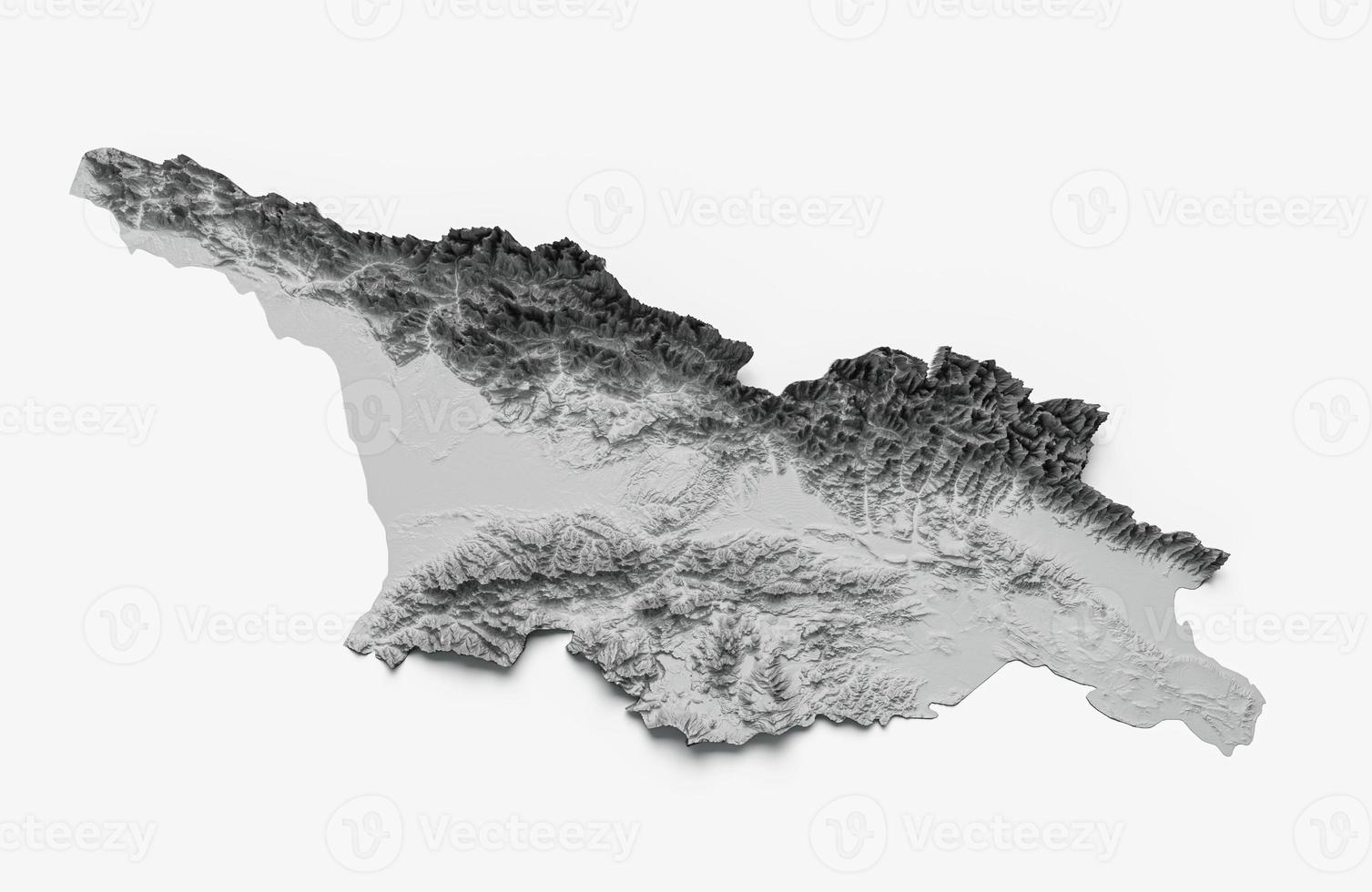 Georgia Map and flag 3d topographic map 3d illustration photo