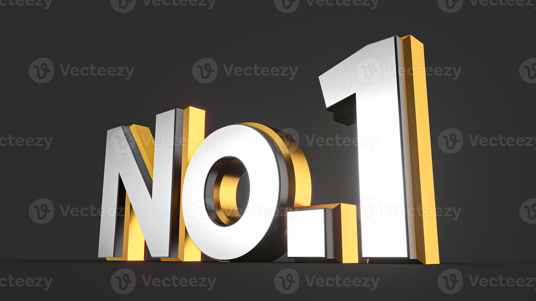 No 1 3d text silver and gold 3d illustration photo