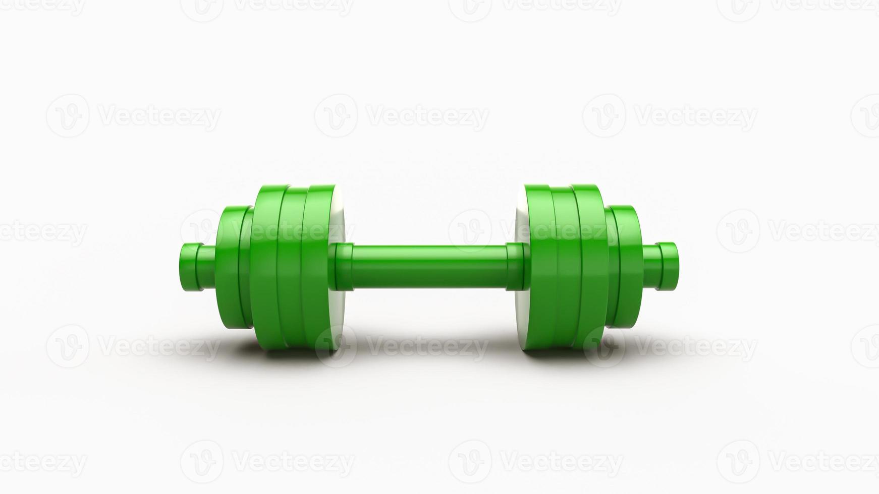 PVC Plastic dumbell exercise equipment green colour strong concept isolated white background 3d illustration photo