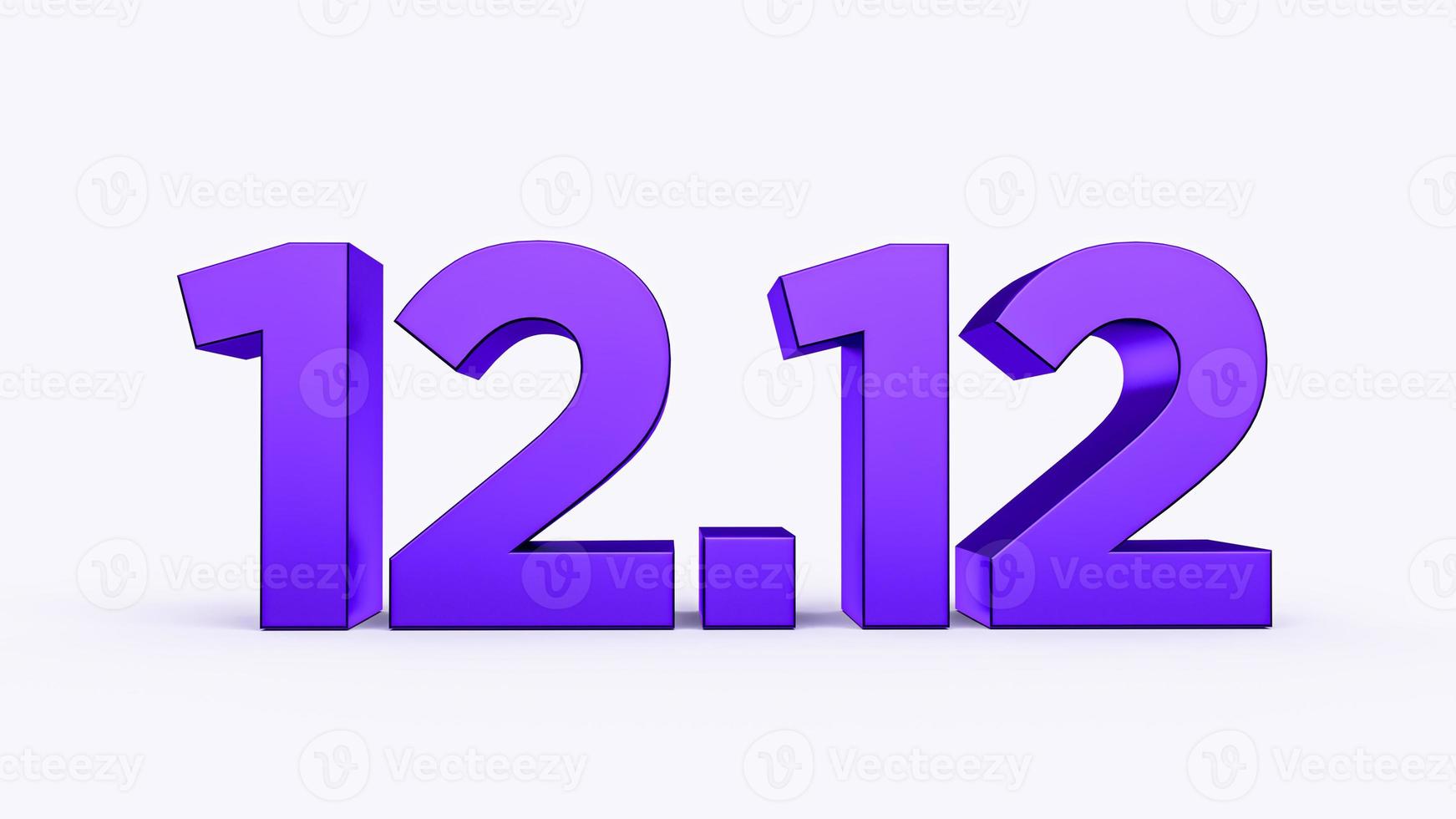 12.12 Shopping day sale. Global shopping world day Sale purple 3d text on isolated white background sales online. 3d illustration photo