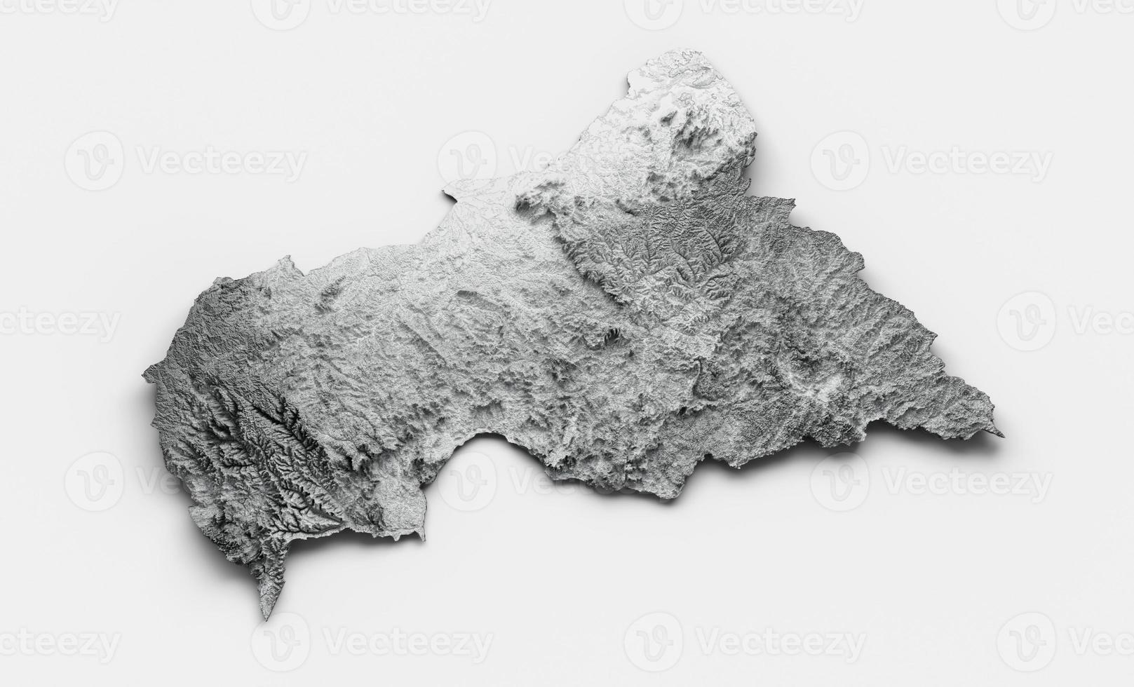 Central African Map Central Africa Flag Shaded relief Color Height map on white Background 3d illustration photo