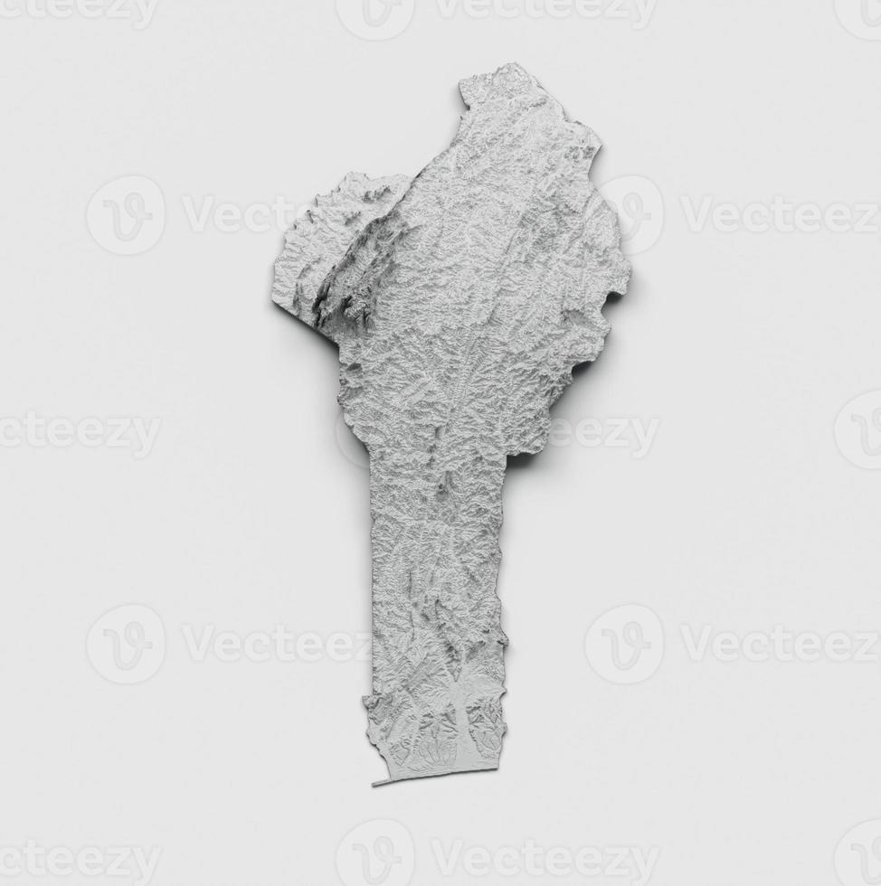 Benin Map Benin Flag Shaded relief Color Height map on white Background 3d illustration photo