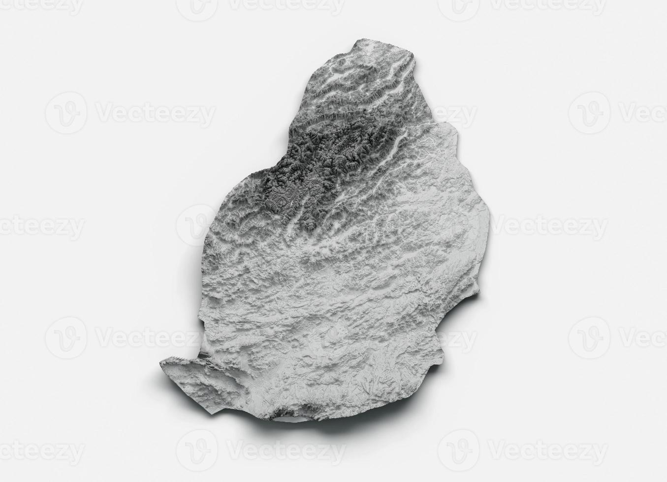 Mauritius Map Mauritius Flag Shaded relief Color Height map on white Background 3d illustration photo