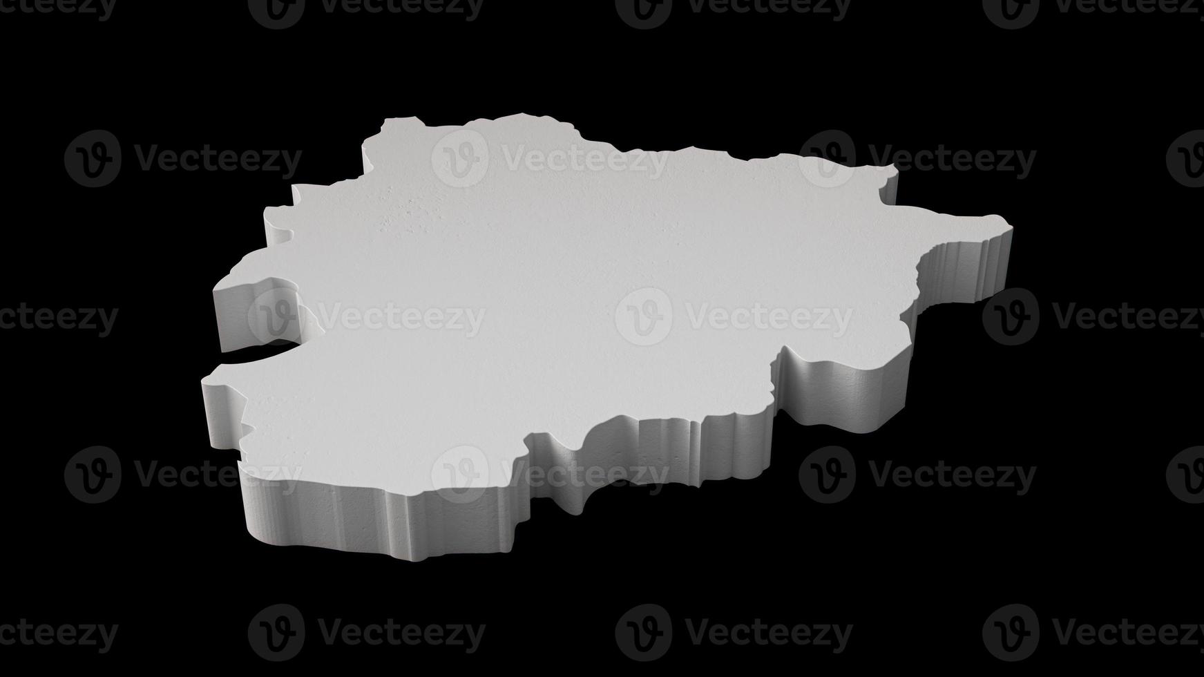 Andorra 3D map Geography Cartography and topology Black surface 3D illustration photo