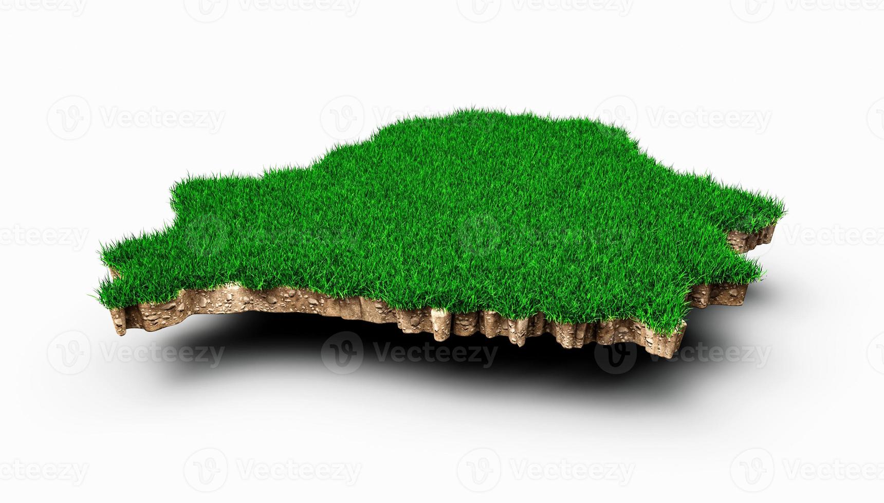Belarus Map soil land geology cross section with green grass and Rock ground texture 3d illustration photo