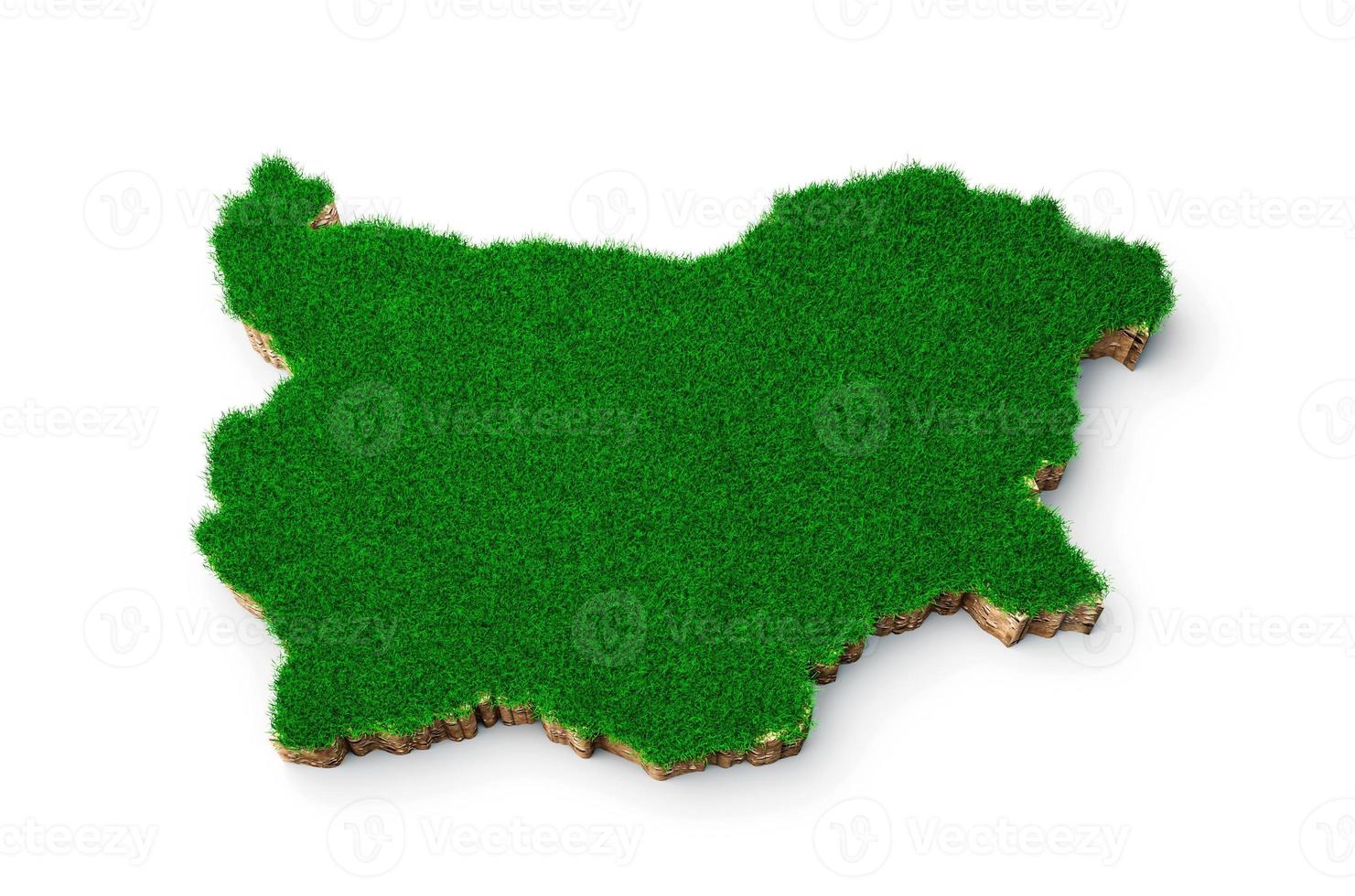 Bulgaria Map soil land geology cross section with green grass and Rock ground texture 3d illustration photo