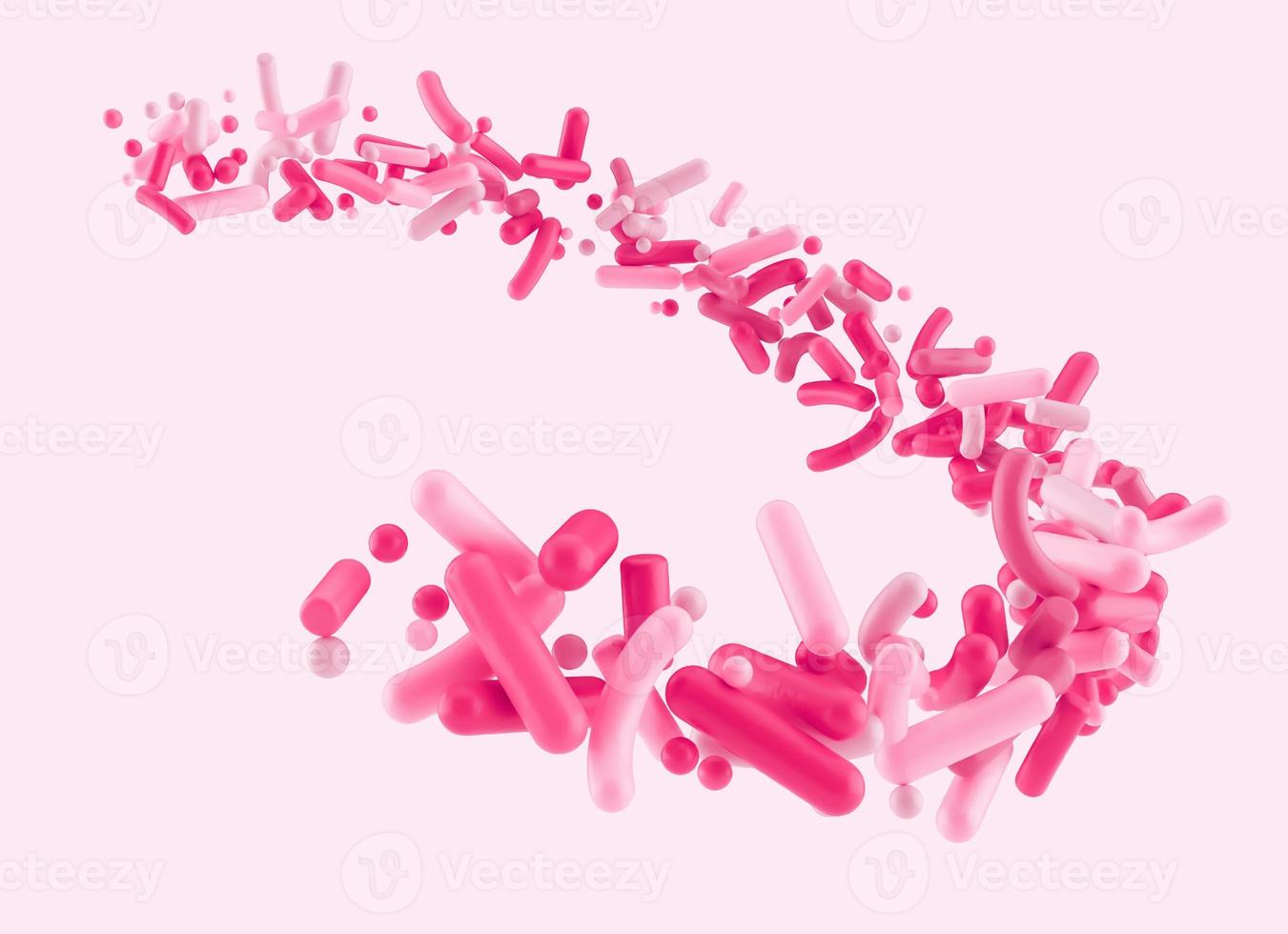 Pink Sprinkles in the air isolated on white background Sweet sprinkles flying 3d illustration photo