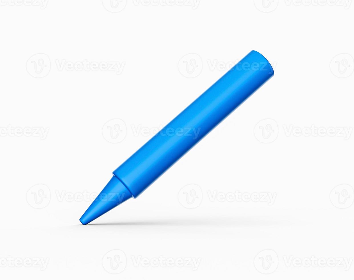 Blue wax crayons isolated on white background Cyan pencil 3d illustration photo