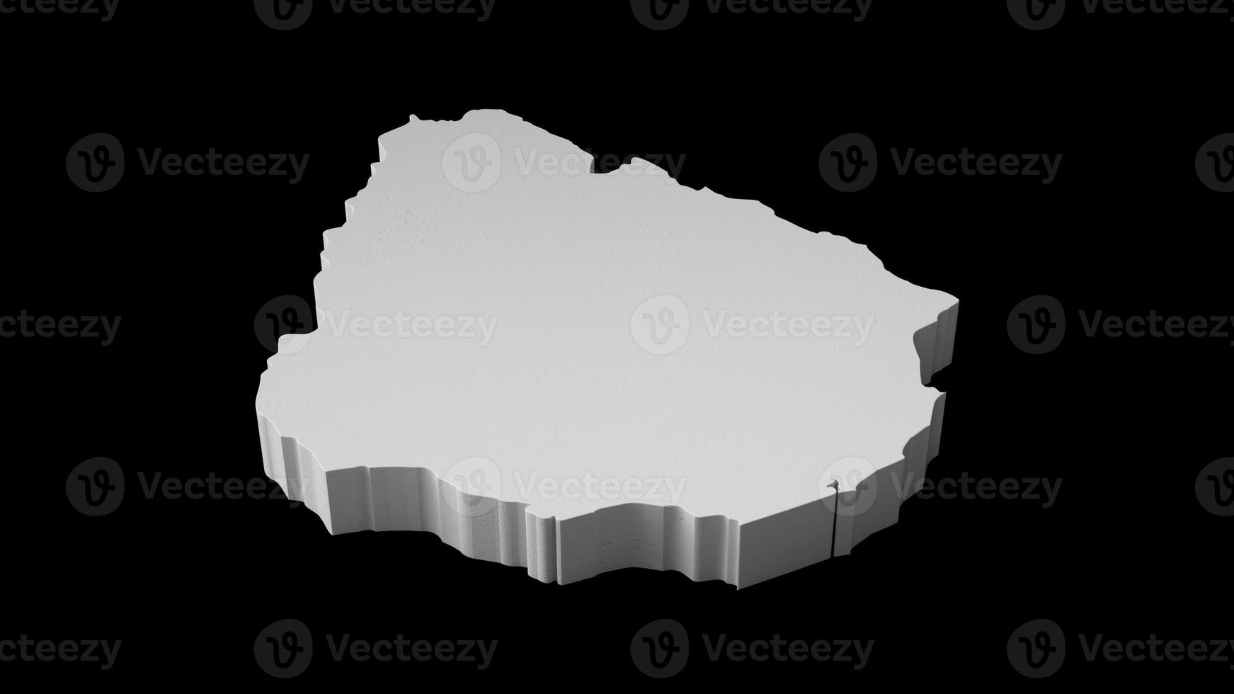 Uruguay 3D map on black background surface 3D illustration photo