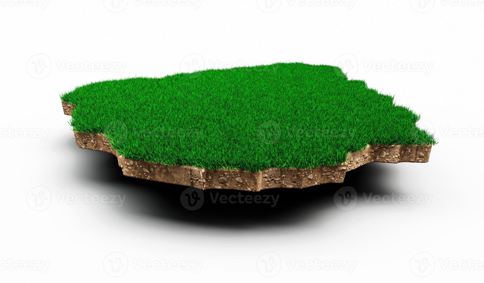 Uruguay Map soil land geology cross section with green grass and Rock ground texture 3d illustration photo
