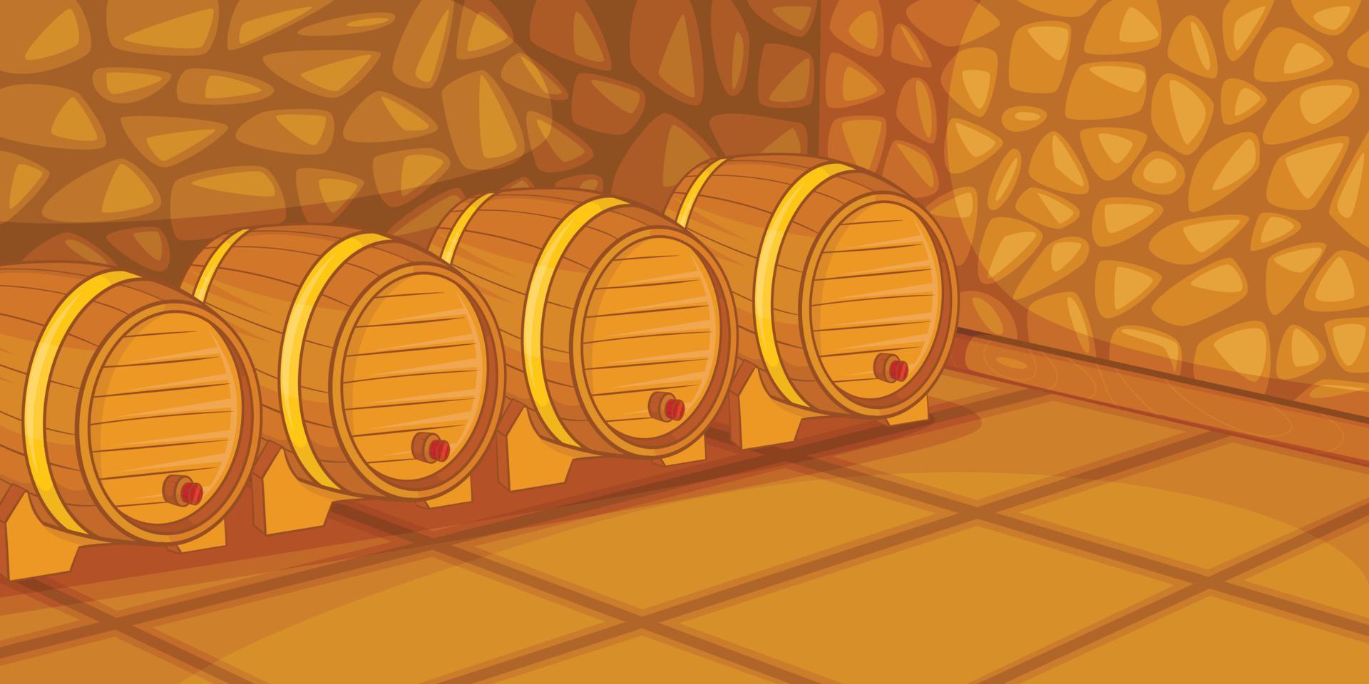 Beer cellar horizontal banner, cartoon style vector