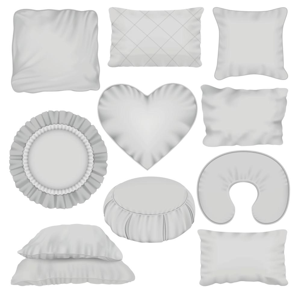 conjunto de maquetas de almohadas, estilo realista vector