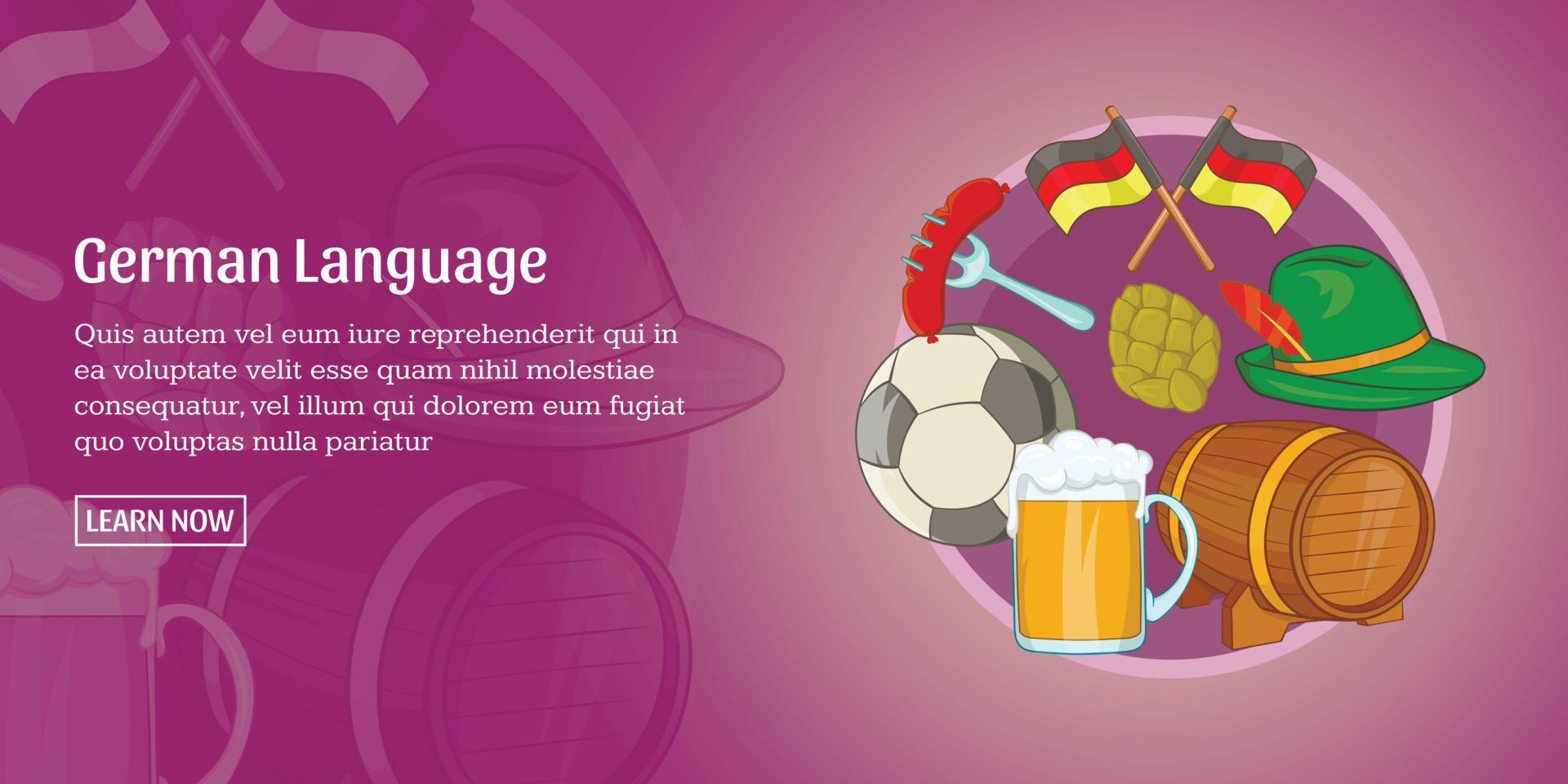 German language banner horizontal, cartoon style vector