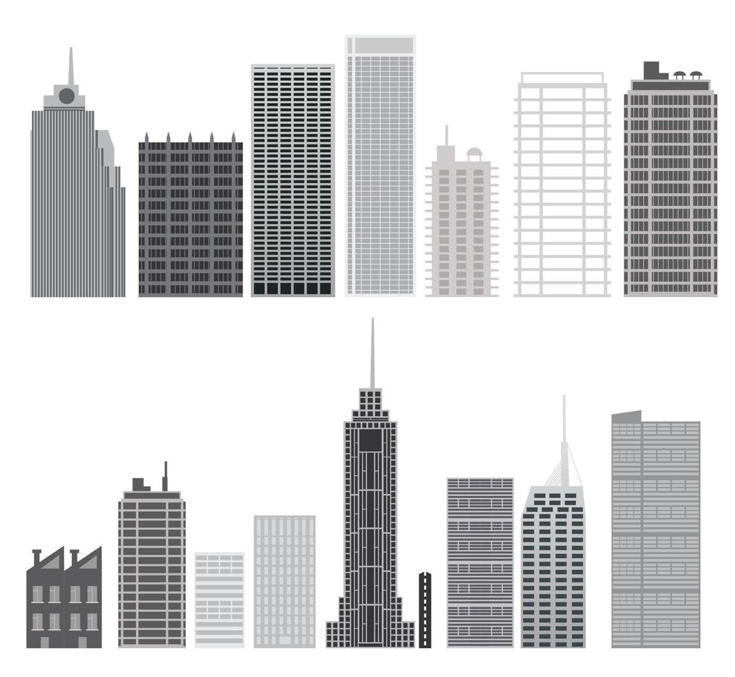 conjunto de rascacielos. elementos de diseño de la ciudad vector