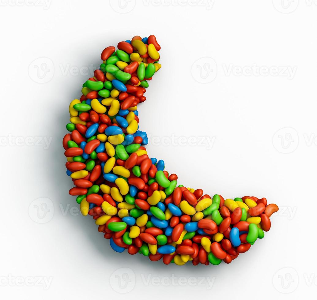 Crescent Moon shape, Eid Ramadan Sweet Candies colorful candies 3d illustration photo